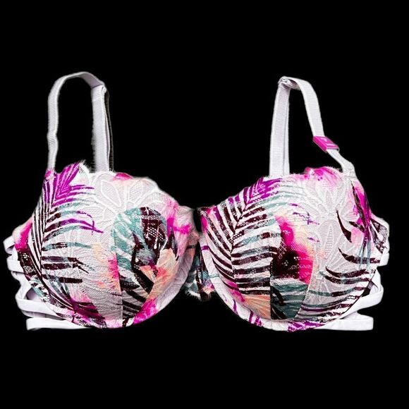 Victoria’s Secret Pink Date Push Up Padded underwire lace Bra Multicolor…34DD